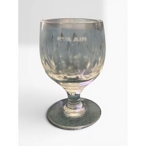 EVA Air Airline Memorabilia Clear Cut Glass Stemmed Cordial Liqueur Glass 3.25in